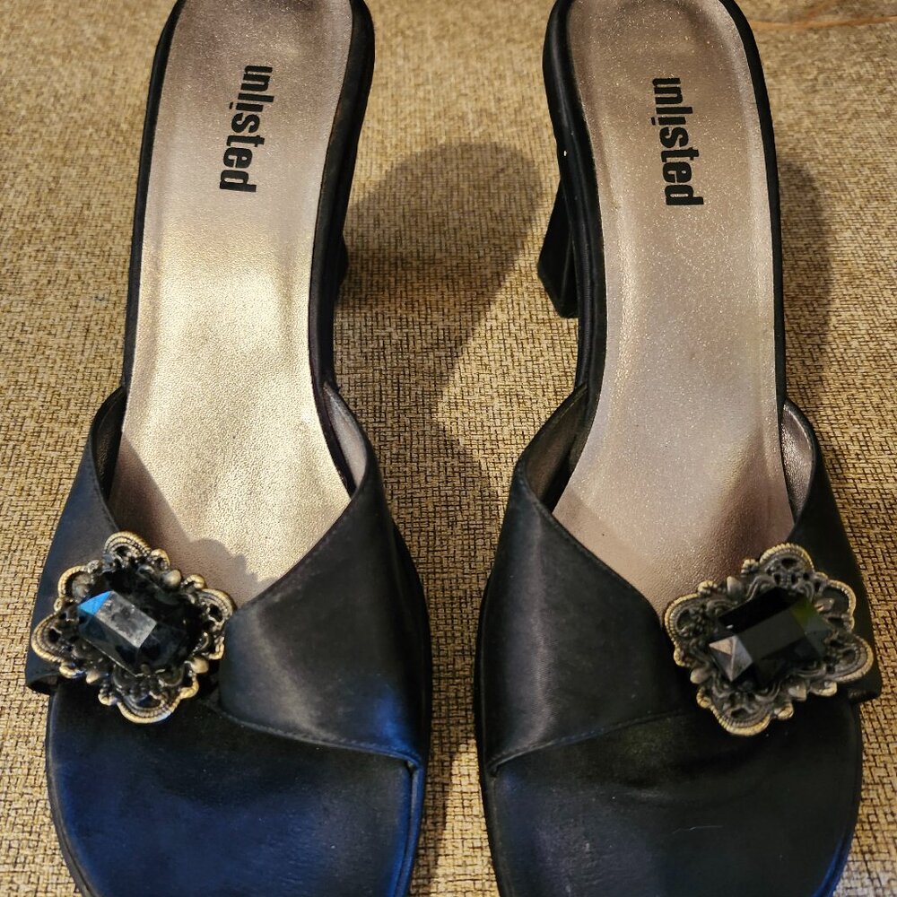 Black satin Unlisted by Kenneth Cole sandals